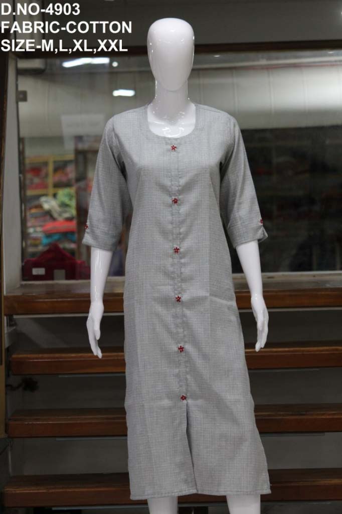 Viscose Embroidery Kurti In Grey Colour - KR5412111